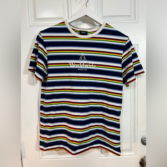 HUF Rainbow Stripe Tee M - Picture 1 of 5